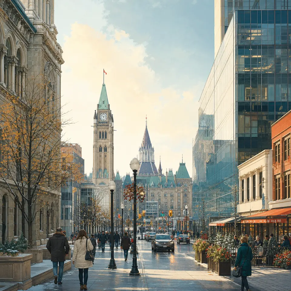 Downtown Ottawa streets near office and retail buildings