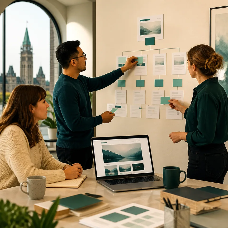 Corporate communications team aligning website content and governance in Ottawa
