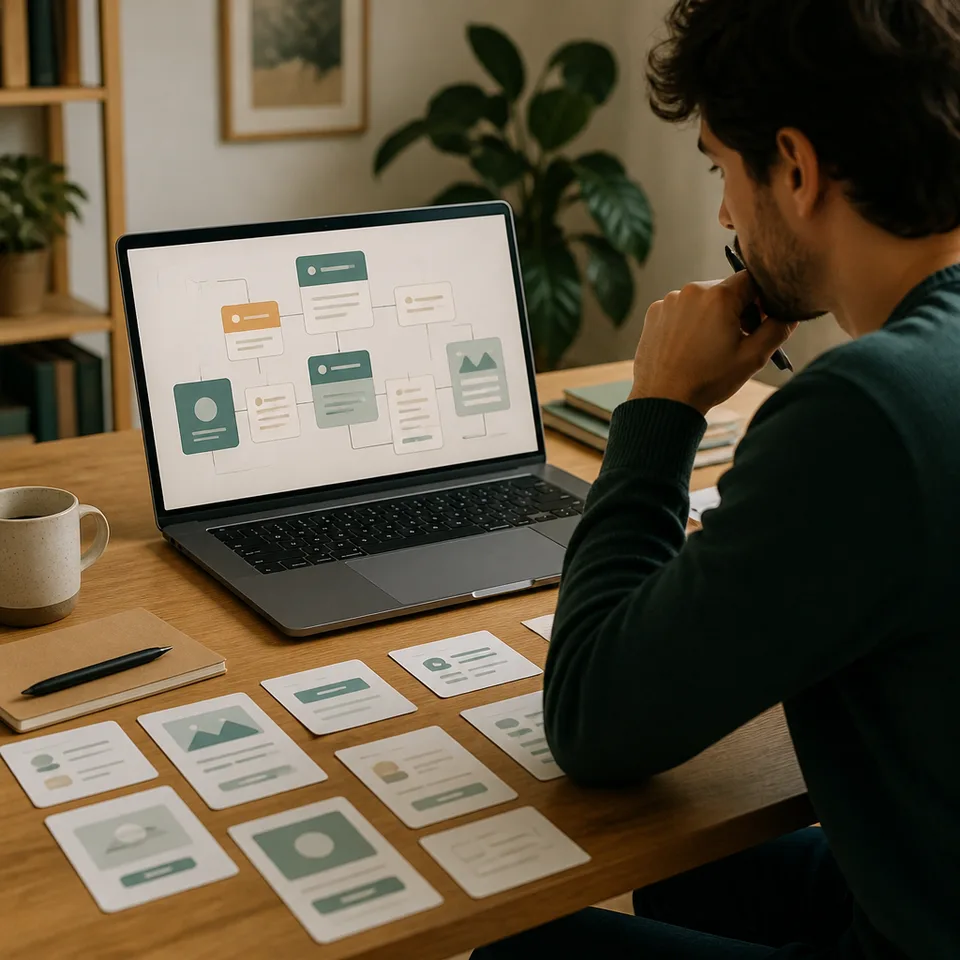 Designer and engineer testing a React interface on an Ottawa office laptop