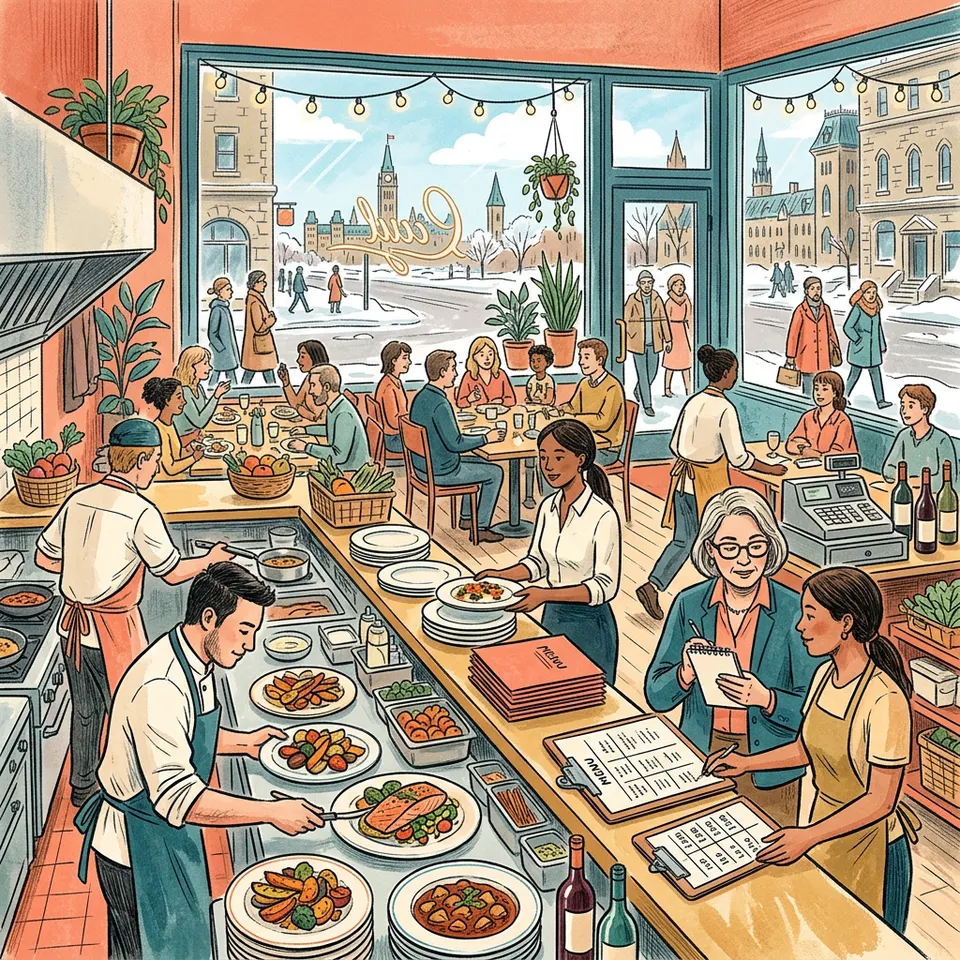 Restaurant manager updating a menu on an Ottawa restaurant website